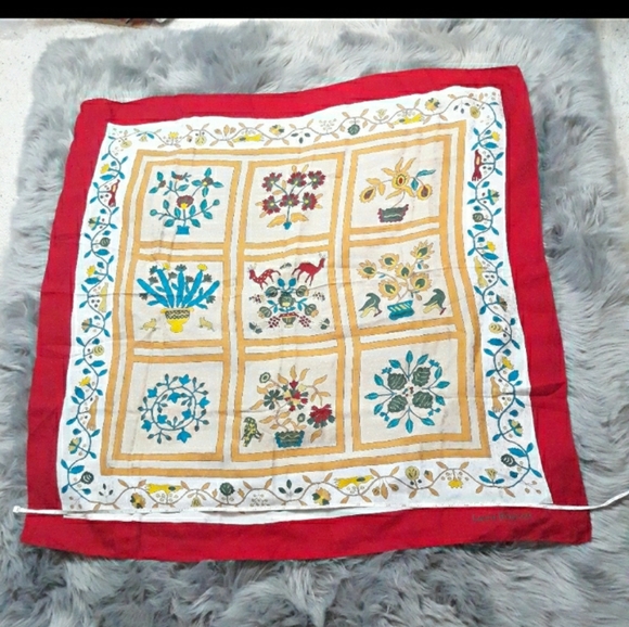 Laura Biagiotti silk scarf block floral animals - Picture 13 of 13